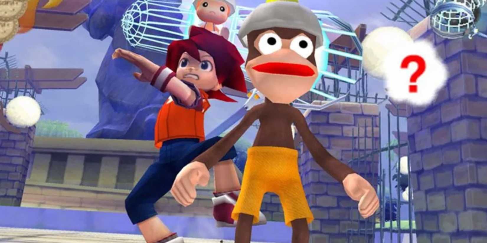 Ape Escape screenshot of a character trying to catch monkeys