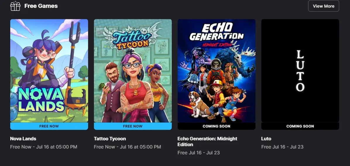 Nova Lands and Tattoo Tycoon are free on epic games store