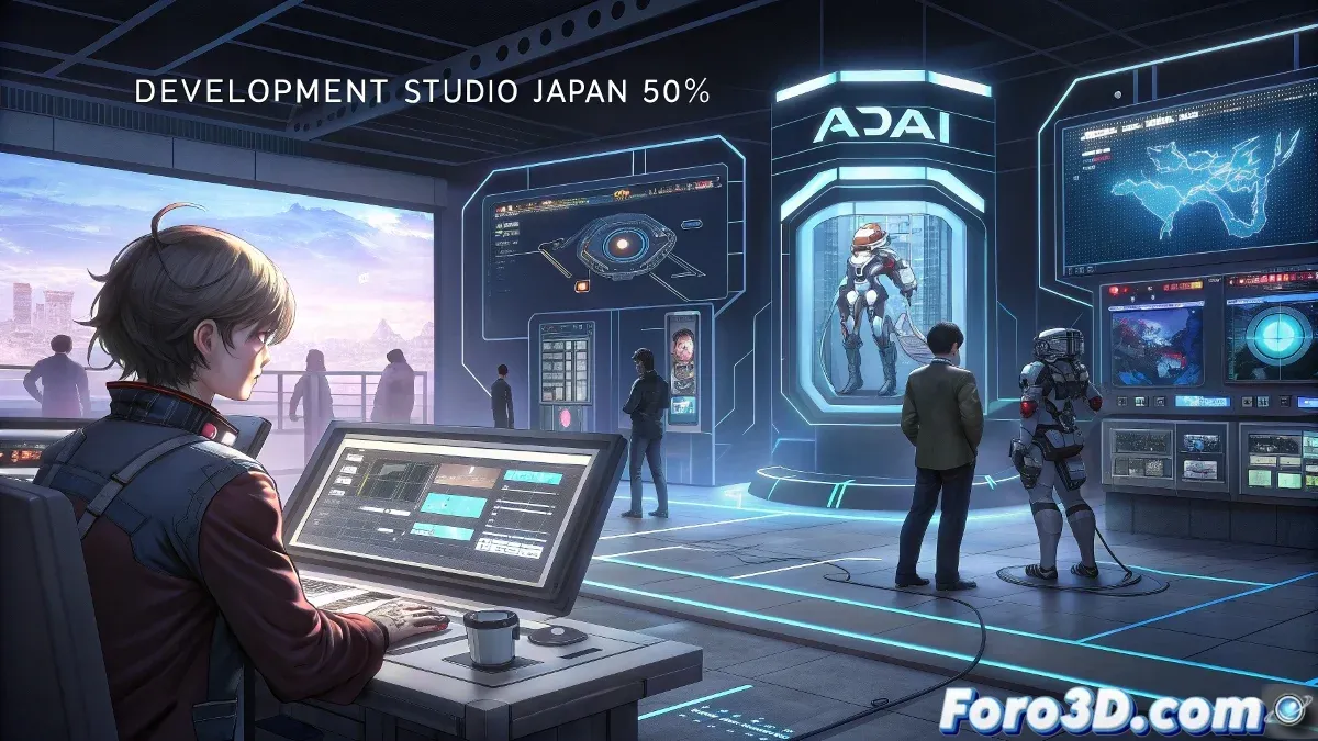Japanese video game artist using generative AI tools to create character and environment concept art in a development studio.