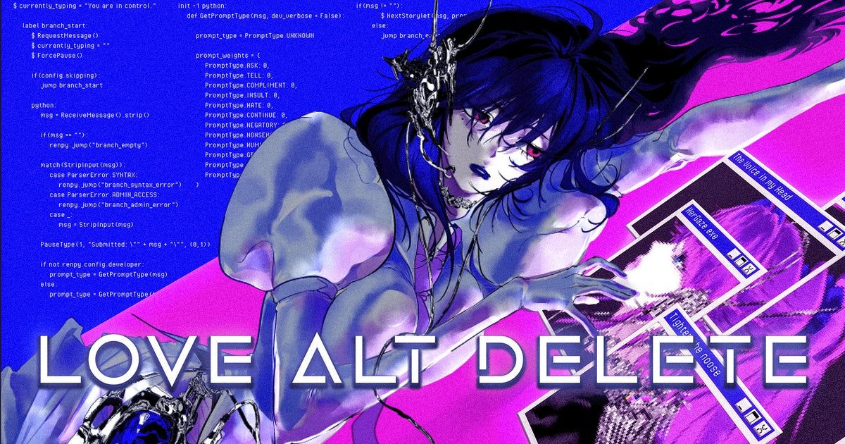 LOVE alt delete is a Y2K horror visual novel where you use one AI chatbot to help you date another that, dont worry, doesnt use the nasty generative stuff