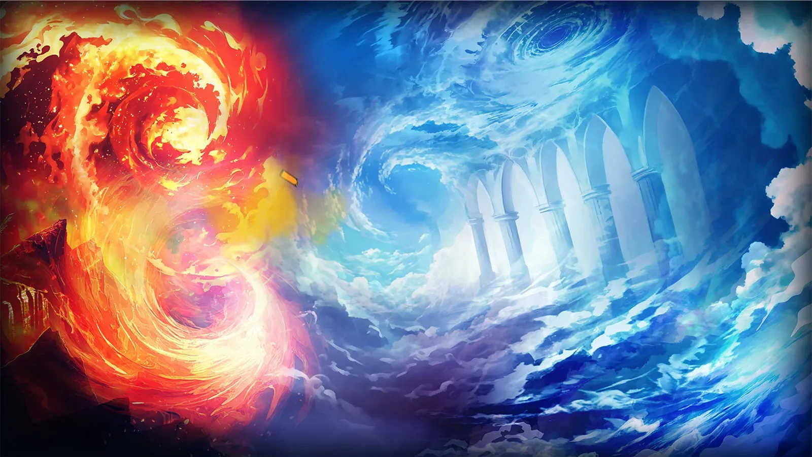 Official Monster Train 2 promotional artwork showing the game's characters surrounding its fiery central logo