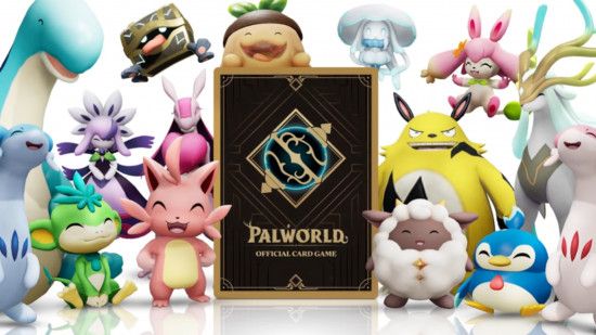 Palworld Trading Card Game revealed, but won't beat Pokemon cards - Palworld TCG trailer screenshot showing the card back with pals