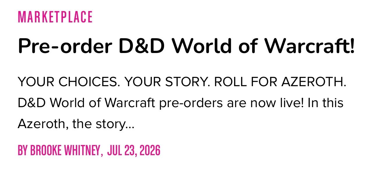 A report title talking a crossover the Dungeons & Dragons and World of Warcraft franchises.